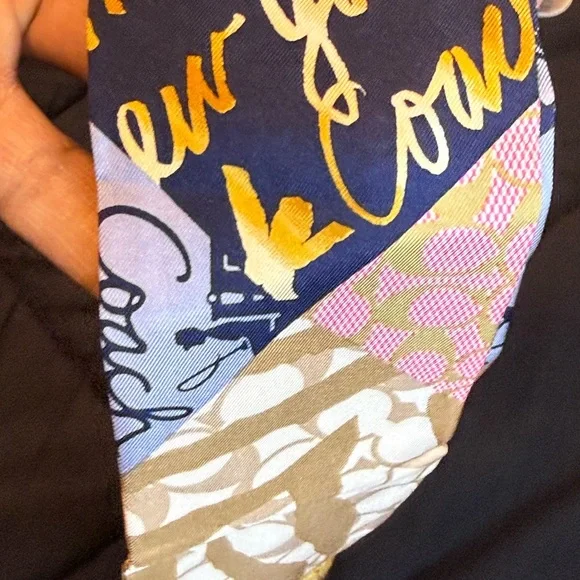 Coach Silk Skinny Scarf  – Multicolor Patchwork Print NWOT - Picture 10 of 12